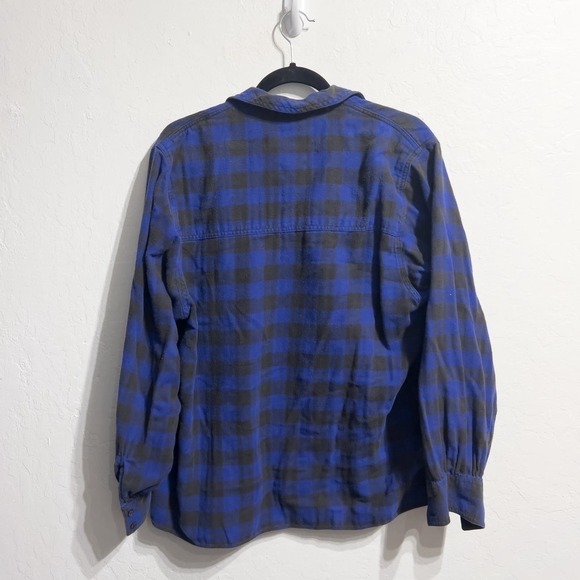 Vintage Gap 80s Plaid Flannel Button Buffalo Plaid Down Shirt Large Blue Classic - Picture 6 of 6